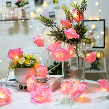 3M 10M LED Roz Floare Trandafir Lumini de Crăciun de Vacanță Șir de Lumini cu Baterii Valentine Petrecere de Nunta de Decorare Lampr