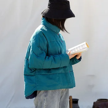 SCUWLINEN 2020 Femei de Iarnă Jachete Calde Solidă Stand-guler Îngroșa cu maneca Lunga-Bumbac-Haine căptușite S1012