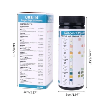 URS-14 100strips Sumar de urina, Test de Hârtie 14 Parametri Test de Urină Benzi de Leucocite Nitrit de Urobilinogen Proteine pH