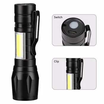 USB de Încărcare Lanternă Puternică 3800LM XPE COB LED Flash de Lumină cu Zoom Lanterna Tactice Lampa+Acumulator+Cutie Upgrade mai Nou Design