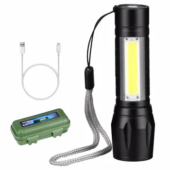 USB de Încărcare Lanternă Puternică 3800LM XPE COB LED Flash de Lumină cu Zoom Lanterna Tactice Lampa+Acumulator+Cutie Upgrade mai Nou Design