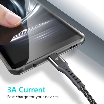 TIEGEM USB 3.0 Tip C Cablu 3A C Cablu USB pentru Samsung S9 S8 Plus Nota 8 9 Încărcare Rapidă USB Tip-C Cablu pentru Huawei P9 P10 P20
