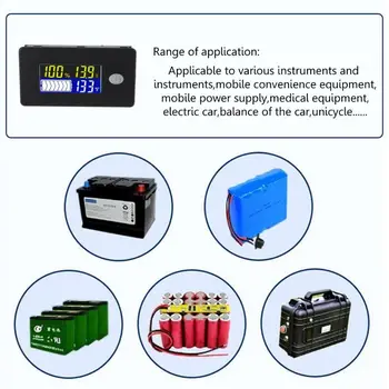 Univerisal Baterie Indicator de Capacitate 12V 24V 36V 48V 60V 72V 10-100V Li-ion, Lifepo4 Baterie Plumb-acid Monitor cu temperatura