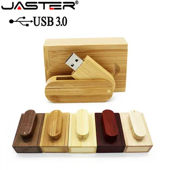 JASTER USB 3.0 Rosu din Lemn USB+cutie Unitate Flash USB pendrive 64GB 16G de Memorie de 32GB stick-ul de fotografie de nunta, cadouri de free logo-ul personalizat