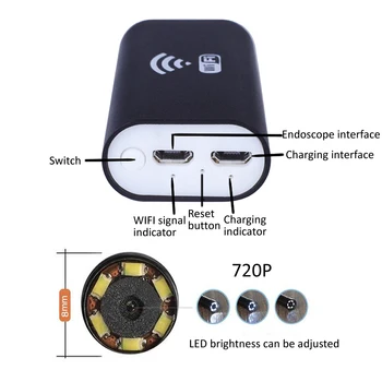 Wsdcam Endoscop WIFI Camera Mini rezistent la apa Moale Cablu Cameră de Inspecție 8mm 1M USB Endoscop Bronhoscop, Endoscop Pentru iphone