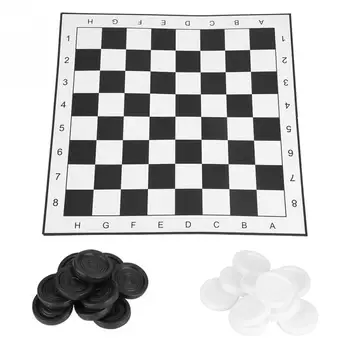 Portabil Internațional de Șah și Dame de Pliere Tabla de Joc de Șah Alb & Negru Dame Set pentru Petrecerea de Activități de Familie