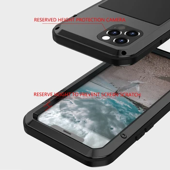 Impermeabil Telefon Caz Pentru iPhone 12 Caz de Șoc Murdărie Dovada Rezistent la Apă de Metal Armor Cover Pentru iPhone 12 mini /12ProMax Caso
