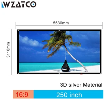 WZATCO Ecran 3D cu Ecran Mare 250inch 4:3 3D Silver Ecran de Proiectie Tesatura pentru Cinema XGIMI H2 H1 H1S Z3 Z6 JMGO J6S Proiector