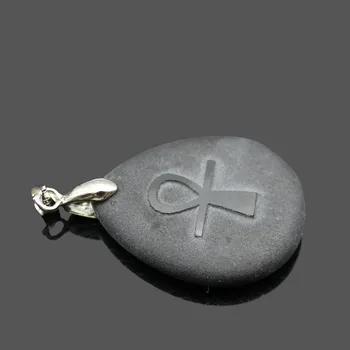 Naturale Obsidian Religioase Misterios Simbol Rune Pandantiv Amuleta Vieții Ankh Cross Ornament Pandantiv Bijuterii DIY Accesorii