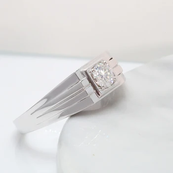 AEAW 14k Aur Alb de 5 mm 0,5 mm Moissanite Inel de logodna inel de Nunta Pentru Om Prietenul Sotului
