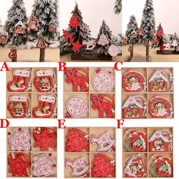 12PC Fulgi de zăpadă de Crăciun Pandantive din Lemn Ornamente pentru Pomul de Crăciun Acasă Agățat Decor Decor de Crăciun Pentru Acasă Decorare