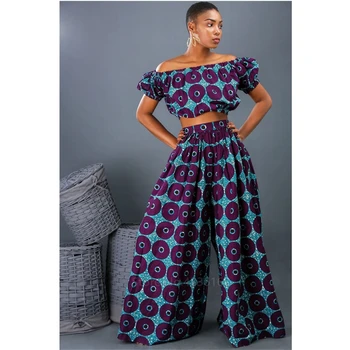 De Vânzare la cald 2020 Africane Rochii pentru Femei de Sus de Umăr Pantaloni Largi Picior Pantaloni Ankara Halat Africaine Sexy si Damele de Dashiki de Imprimare