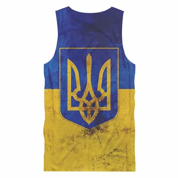 Moda Barbati Steagul Ucrainei 3D de Imprimare Topuri Rezervor Rece Epocă fără Mâneci Vesta Unisex sală de Gimnastică Antrenament Maieu Vesta Vesta de Vară