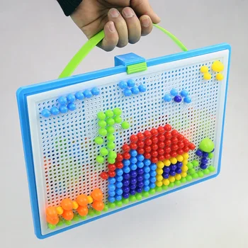 Cutie plină de 296 de Cereale din Plastic Ciuperci de Unghii Puzzle Articulat Bord Jucarii Copii preșcolari Mână de Învățământ de Ilustrare juguetes