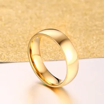 Simplu verighete Inele pentru Femei, Bărbați 6mm Culoare de Aur din Oțel Inoxidabil Inele de Cuplu de Ziua Îndrăgostiților Dragoste Cadou