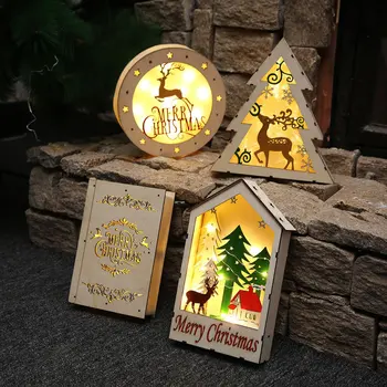 Noel Creative Lumini LED-uri de Lemn Ornamente Natal Crăciun Fericit Decoratiuni pentru Casa DIY Meserii 2020 Cadouri de Anul Nou Navidad
