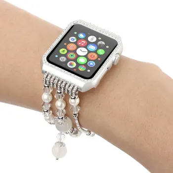 Metal Diamant Caz+ banda Pentru Apple Watch Seria 4 3 2 1 Brățară Femei de Înlocuire curea de ceas pentru iWatch 38mm 42mm 40mm 44mm