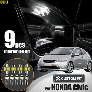 Xukey 9pcs Interior Auto Lumini cu LED-uri Kit se Potrivesc Pentru Honda Civic MK8 2006 2007 2008 2009 2010 2011 Dom Portbagaj Lampa plăcuței de Înmatriculare Becuri