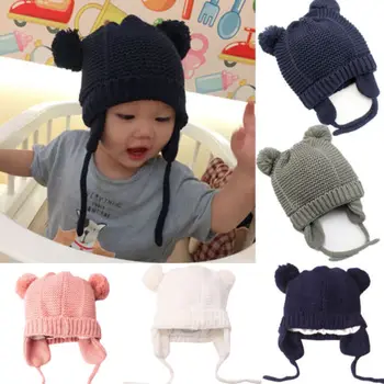 Moda Copii Copilul Nou-Născut Baby Boy Fata De Turban Bumbac Beanie Pălărie De Iarnă Capac