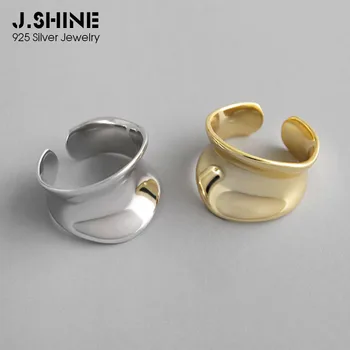 JShine Elegant Design Unic Argint 925 Inele Largă Suprafață Concavă Coreeană De Moda Lucioasă Inel De Argint 925 Bijuterii Fine