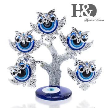 H&D Set de 3 turc Lucky Blue deochi Copac Figurina Vânt Chime Charm Pandantiv Protecție pentru Bani pentru Avere Decor Acasă Cadou
