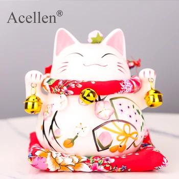 Maneki Neko Ceramice Cat Noroc Decor Acasă Ornamente Din Portelan Cadouri De Afaceri Avere Pisica Caseta De Bani Fengshui Ambarcațiuni Cat Noroc
