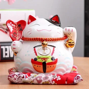 Maneki Neko Ceramice Cat Noroc Decor Acasă Ornamente Din Portelan Cadouri De Afaceri Avere Pisica Caseta De Bani Fengshui Ambarcațiuni Cat Noroc