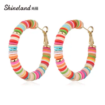 Shineland Stralucitor Curcubeu Boho Cercuri Cercei Handmade Multicolor Cerc Fermecător Cercel pentru Femei Fata Pendientes Bijuterii