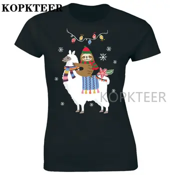 Lenea de Echitatie Pe Lama Alpaca T-Shirt pentru Femei Drăguț Amuzant de Crăciun de Vacanță Tee Vara gotic femei Tricou estetice Topuri largi