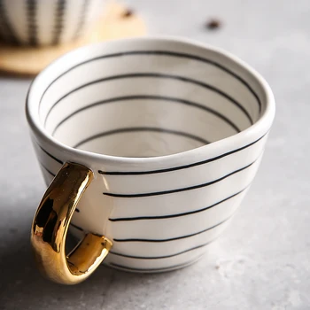 Creativ de Pictat Ceramică Cana Cana de ceai, Cești de Cafea Cu Aur Maner ceașcă Lapte micul Dejun Cupa Bucatarie Tacamuri