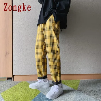 Zongke Glezna-Lungime Pantaloni Carouri Barbati Haine de Jogging Barbati Pantaloni Japoneze Streetwear Pantaloni Barbati de Moda Hip Hop 5XL 2021