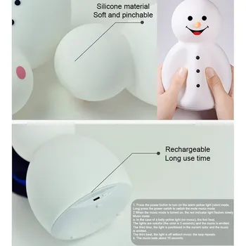 Om de Zăpadă de crăciun lumina de Noapte Pentru Copiii Drăguț Cadou de Pat Reglabil Lampa LED-uri Cu Muzica de Modul de Jucărie Dormitor Derocation Accesorii