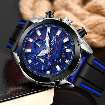 LIGE Noua Moda Mens Ceasuri Curea Silicon Top Brand de Lux Impermeabil Sport Cronograf Cuarț Ceas pentru Bărbați Relogio Masculino