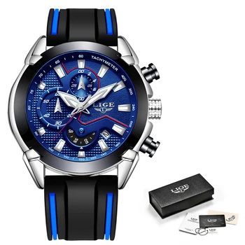 LIGE Noua Moda Mens Ceasuri Curea Silicon Top Brand de Lux Impermeabil Sport Cronograf Cuarț Ceas pentru Bărbați Relogio Masculino