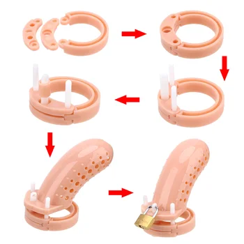 IKOKY Plastic Cușcă 5 Dimensiune Penis Inel de Jucarii Sexuale pentru Barbati Adulti Produse de Castitate Blocare de sex Masculin Dispozitiv de Castitate Ejaculare Inel
