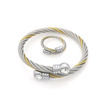 JSBAO Nou 5 Stiluri Elastice din Sârmă de Oțel a Crescut de Aur&Aur&Otel Cu Cristal Brățară Inel de Moda pentru Femei Seturi de Bijuterii en-Gros