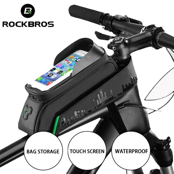 ROCKBROS Fața Sac de Biciclete Telefonul Sac Biciclete Biciclete Tub rezistent la apa Touch Screen Șa Pachet Pentru telefon Accesorii pentru Biciclete