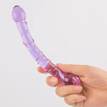 Erotic Dublu s-a Încheiat Cristal de Sticlă Pyrex Penis Artificial Penis Granule Spirală G Spot Simulator Dick Adult Jucarii Sexuale pentru Femei