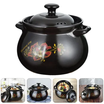 1 Buc Vas De Lut Ars, Ceramică Supa Oală De Gătit Practice Oală Tocană (Negru)