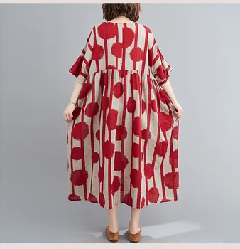 Bumbac plus dimensiune vintage cu Buline femei casual pierde vară lungă supradimensionate rochie haine elegante 2021 doamnelor rochii sundress