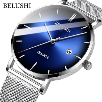 BELUSHI Moda Mens Ceasuri Cuarț de Brand de Top de Lux Bărbat Subțire Impermeabil Ceas Sport Casual Calendar Ceas de mână Ceas de Oțel