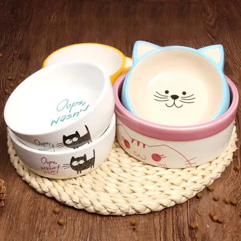 Câine de Companie drăguț Pisica Alimentare Alimentator Ceramice Non-alunecare de Bol Alimentar Distribuitor de Apă Catelus Kitten Hrana Boluri Pisici Desene animate Container pentru Alimente
