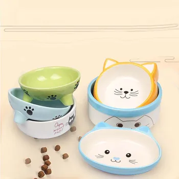 Câine de Companie drăguț Pisica Alimentare Alimentator Ceramice Non-alunecare de Bol Alimentar Distribuitor de Apă Catelus Kitten Hrana Boluri Pisici Desene animate Container pentru Alimente