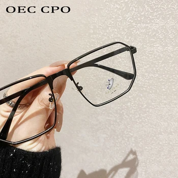 OEC CPO Metal Transparent Ochelari Pătrați Cadru Femei Bărbați Supradimensionate Clar Lentile Optice, Rame Ochelari de vedere Unisex Anti Blue Light
