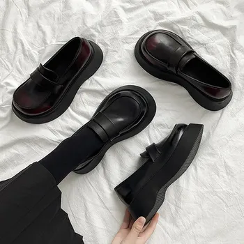 De sex feminin stil Britanic 2020 nou cu talpi groase crescut student versiunea coreeană de toamnă și de iarnă de toate-meci moale din piele pantofi