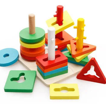 Lemn Geometrice Puzzle Copii Puzzle Educativ Stivuitor Copilul Jucarii Din Lemn Pentru Copii, Cadouri Copii Montessori Fete Jucarii