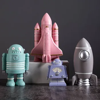 Robot Modern Avion Sculptura Manual Astronaut Model În Miniatură Ambarcațiunile De Rășină Figurine Decor Acasă Copii Jucărie Cadou De Nunta