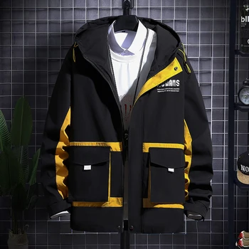 2020 Nou buzunar Bărbați Hip Hop de Marfă Jachete Bombardier haine de Streetwear Palton Mens Îmbrăcăminte exterioară Jacheta cu Gluga Top