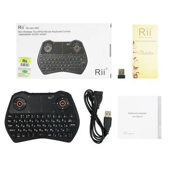 Rii i28C rusă Mini Tastatura Wireless pentru TV Box cu Touchpad-ul de Fundal Design Ergonomic Multitouchpad Tastatura Qwerty