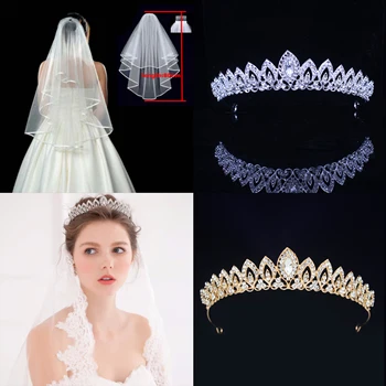 Nunta Mireasa Tiara Coroana si Voal cu Pieptene Set Mireasa Caciula pentru Femei Ornamente de Păr Concurs de Cap Accesorii Bijuterii